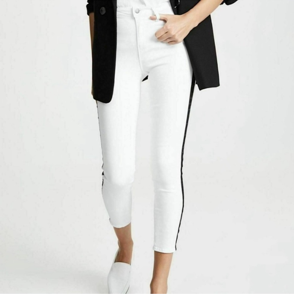 L'Agence | Margot White Jeans With Black Stripe Size 28